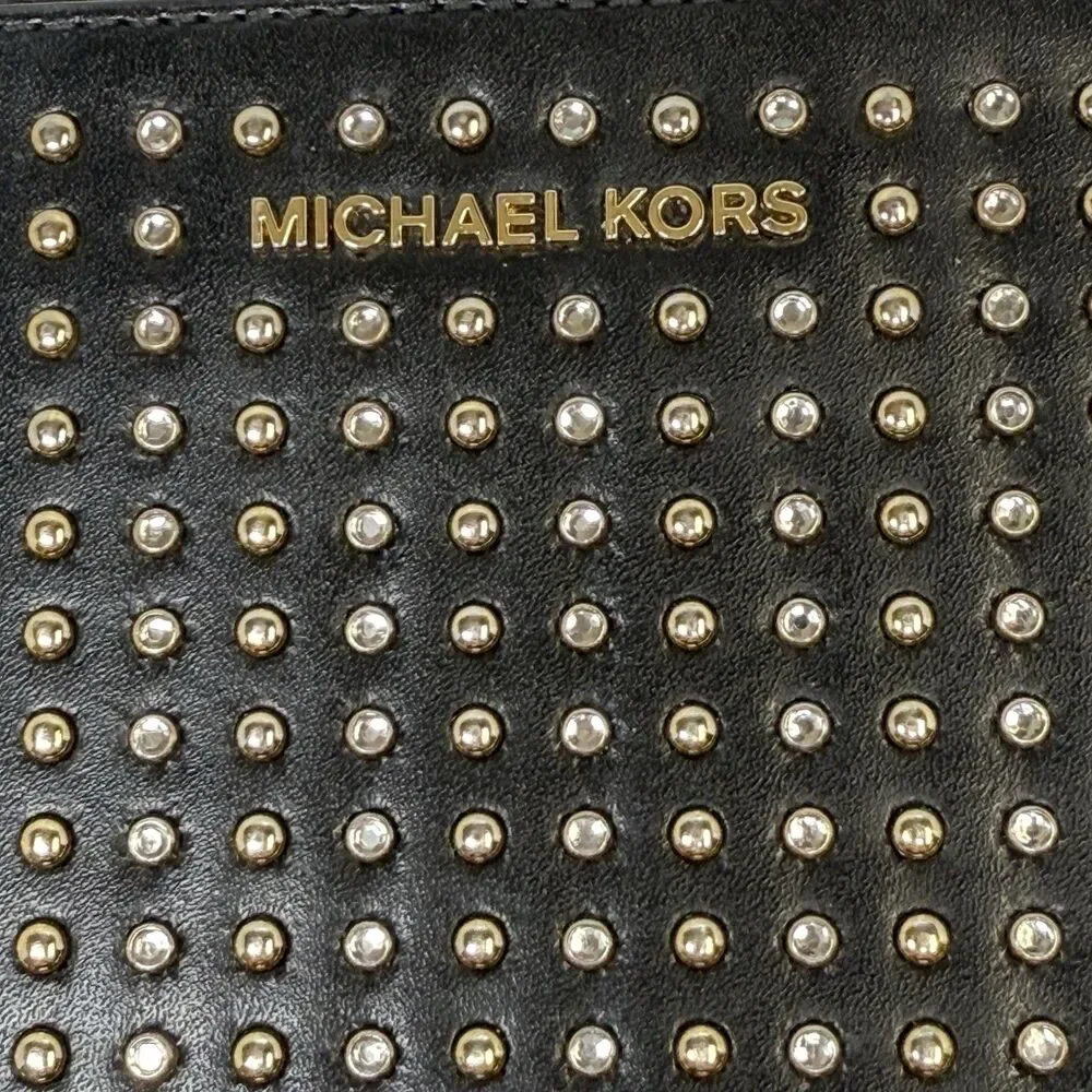 Michael Kors Adele Studded Black Leather Smartphone Wristlet Wallet - Picture 4 of 11
